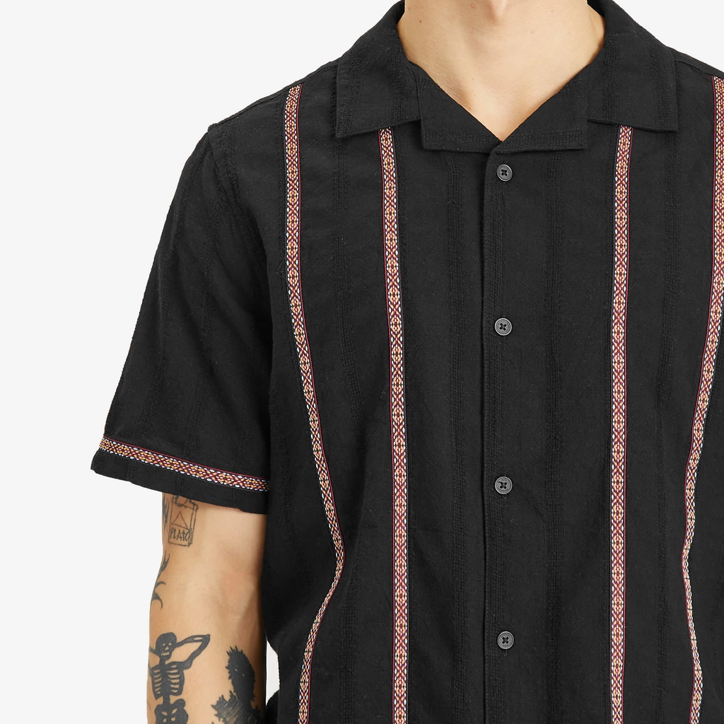 Wax London Men's Didcot Stripe Dobby Shirt Black/Multi